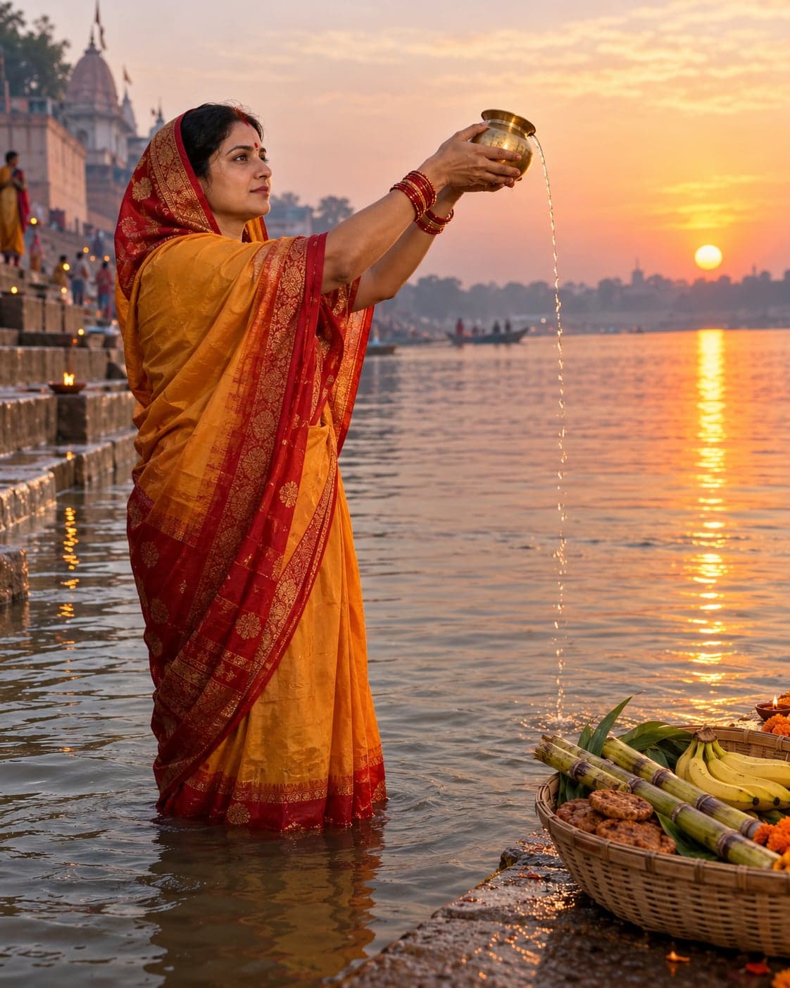 Example result generated with the “Gemini Chhath Puja Arghya Photo Prompt” prompt