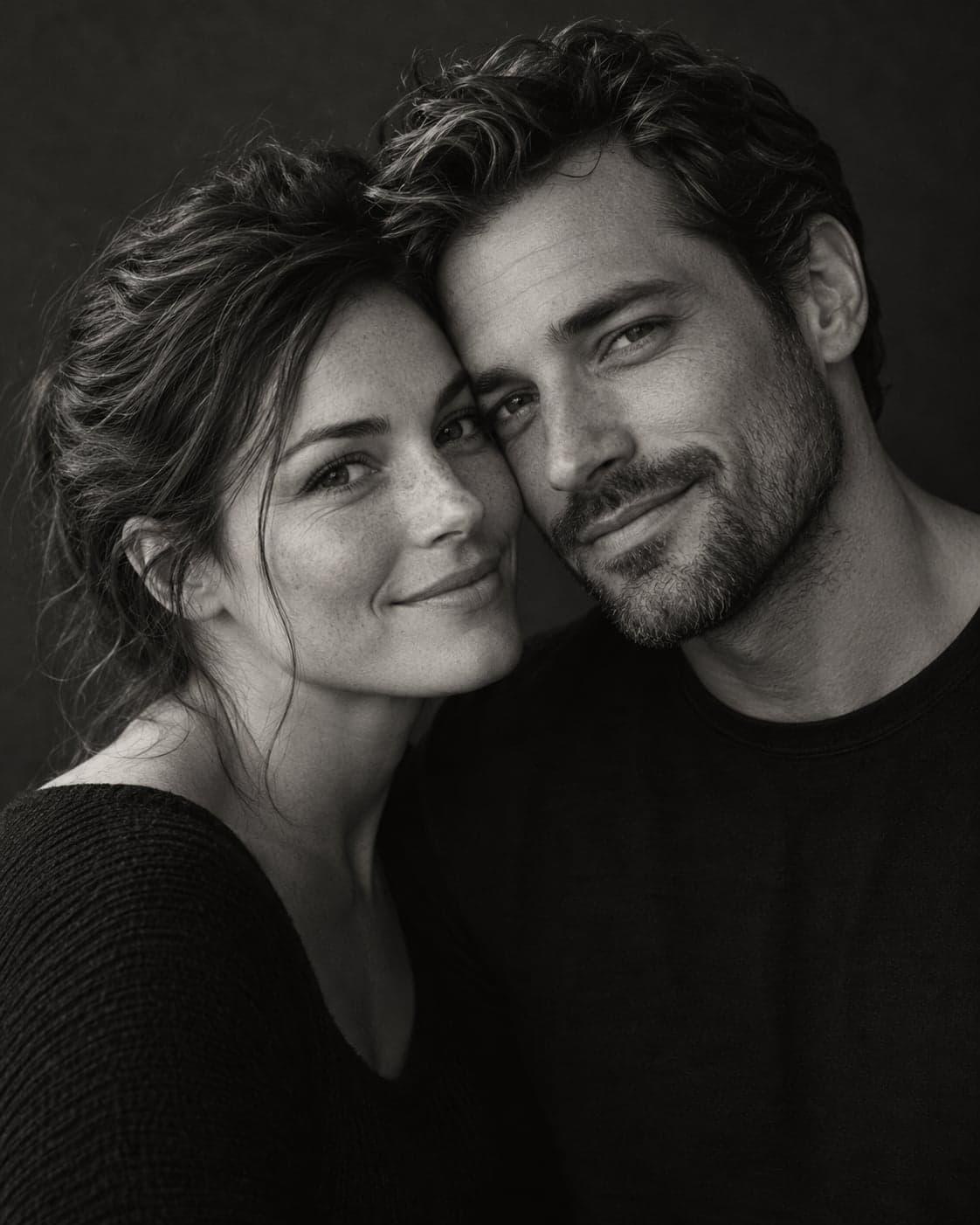 Example result generated with the “Couple Photo AI Prompt Black And White Close Up” prompt